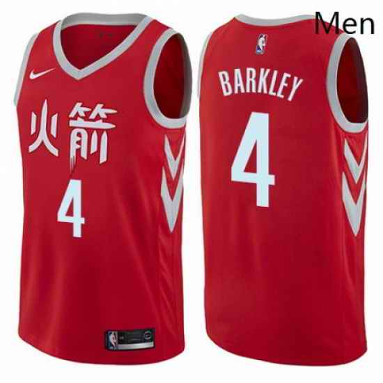 Mens Nike Houston Rockets 4 Charles Barkley Authentic Red NBA Jersey City Edition